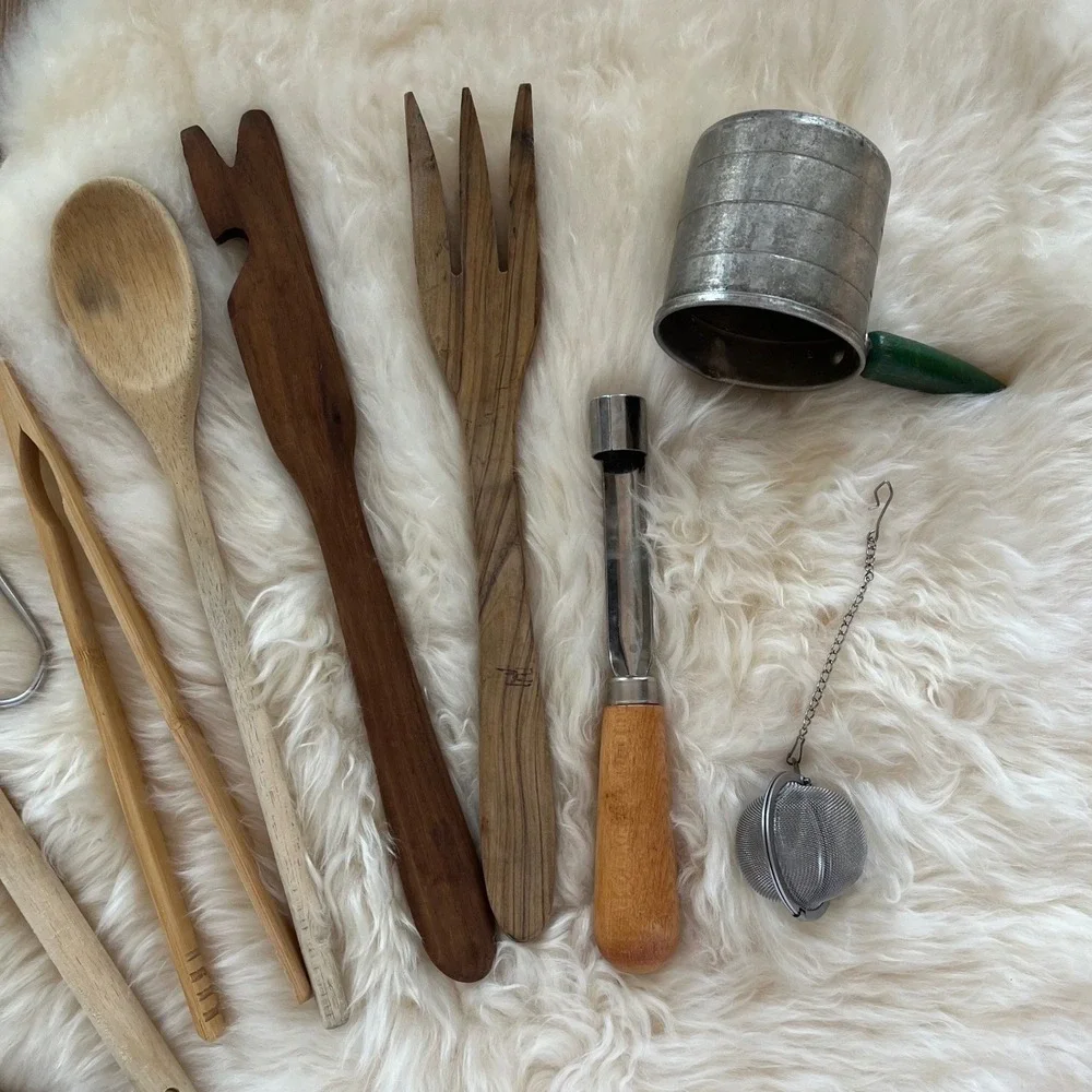 Vintage Rustic‎ Wooden Utensils Kitchen Bundle